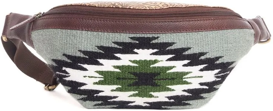 Myra Bag Western Fanny Pack Bag for Women - Upcycled Leather Crossbody Waist Belt Bag Cloud Gray, S-9782