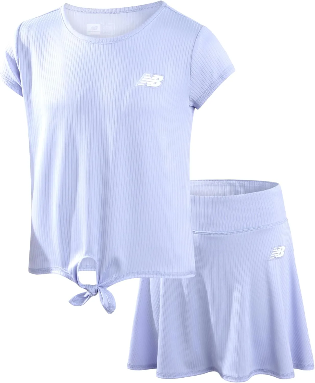 New Balance Girls' Active Skirt Set - 2 Piece Performance Short Sleeve T-Shirt and Athletic Skort for Girls (Sizes: 7-12)