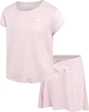 New Balance Girls' Skirt Set - 2 Piece Performance Short Sleeve T-Shirt and Skort (Size: 7-16)
