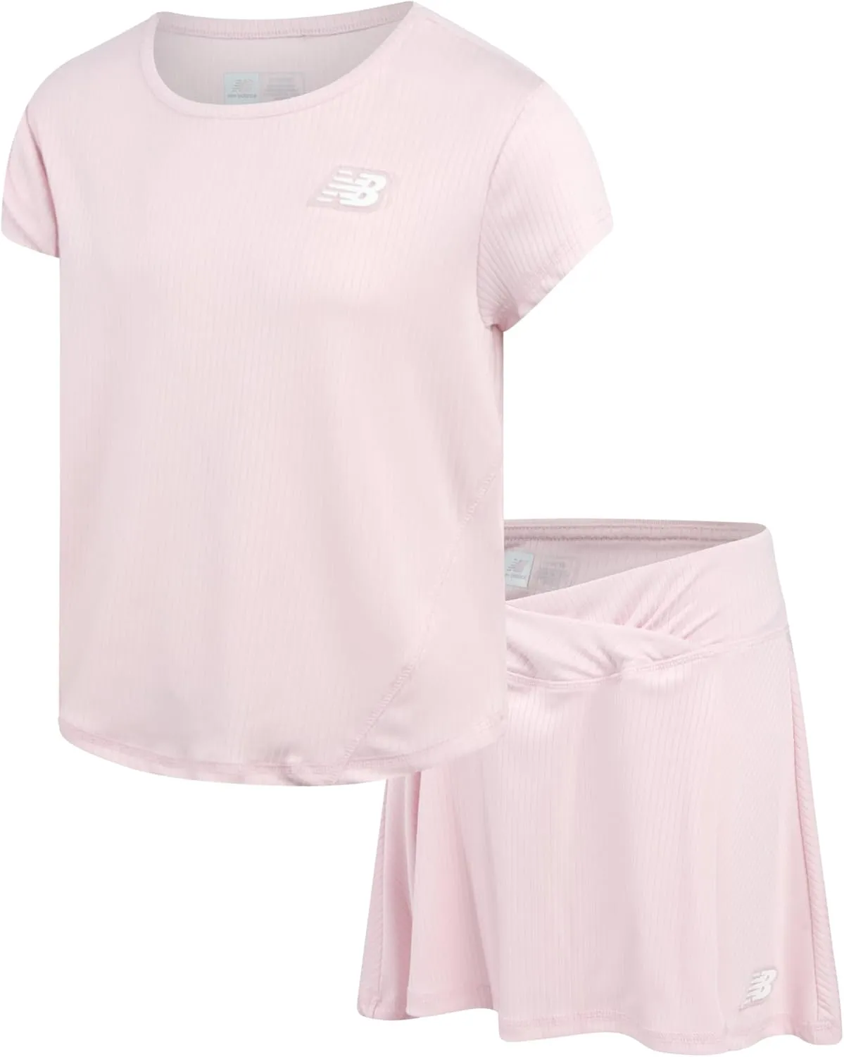 New Balance Girls' Skirt Set - 2 Piece Performance Short Sleeve T-Shirt and Skort (Size: 7-16)