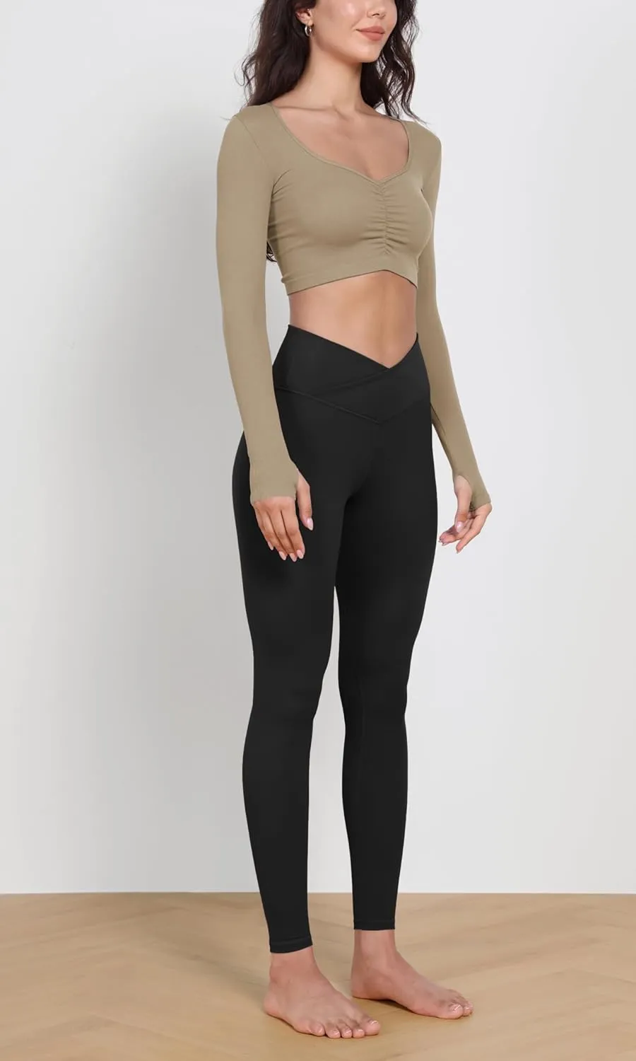 ODODOS 2 Pack Buttery Soft Cross Waist Leggings for Women, ODCLOUD 25" / 28" Crossover Lounge Yoga Pants