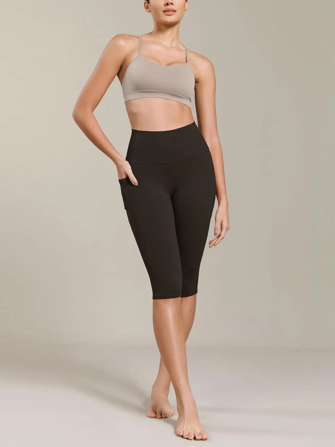 ODODOS ODCLOUD Buttery Soft Lounge Yoga Capris with Pockets for Women, 14" / 19" / 21" High Waist Capri Leggings