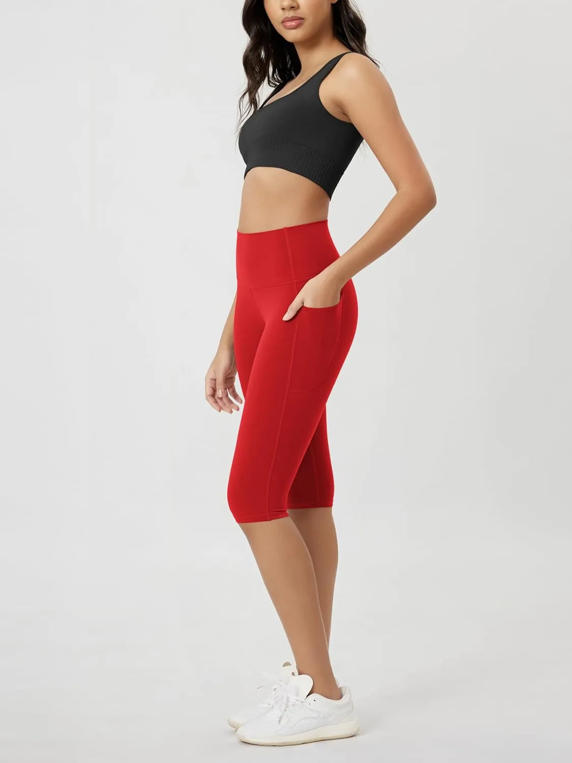 ODODOS ODCLOUD Buttery Soft Lounge Yoga Capris with Pockets for Women, 14" / 19" / 21" High Waist Capri Leggings