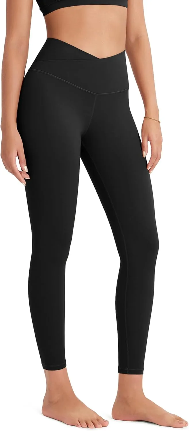 ODODOS ODCLOUD Crossover 7/8 Leggings with Back Pocket for Women, 23" / 25" / 28" V High Wasit Lounge Yoga Pants