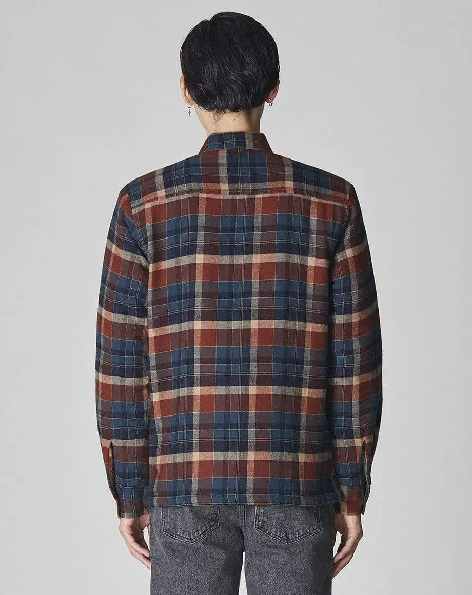Omaha Padded Check Mens Overshirt | Navy