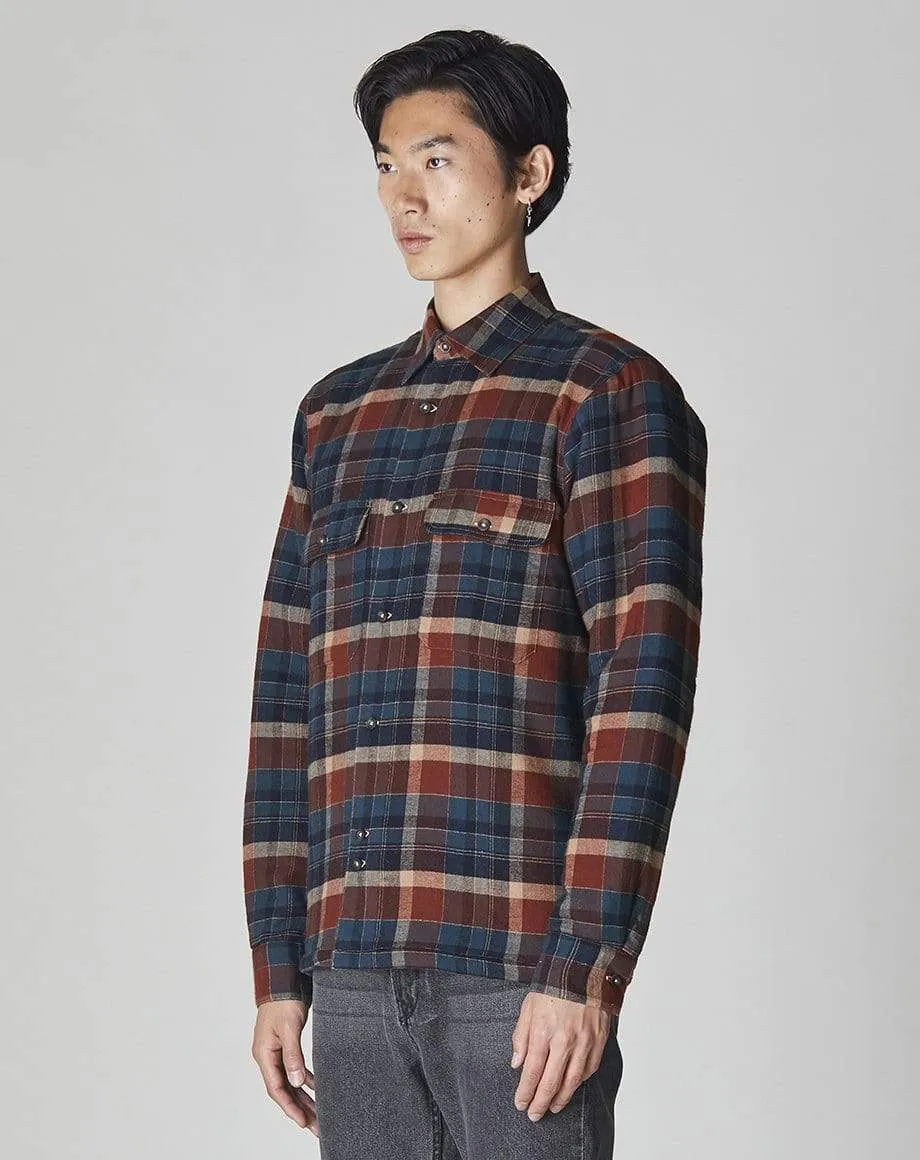 Omaha Padded Check Mens Overshirt | Navy