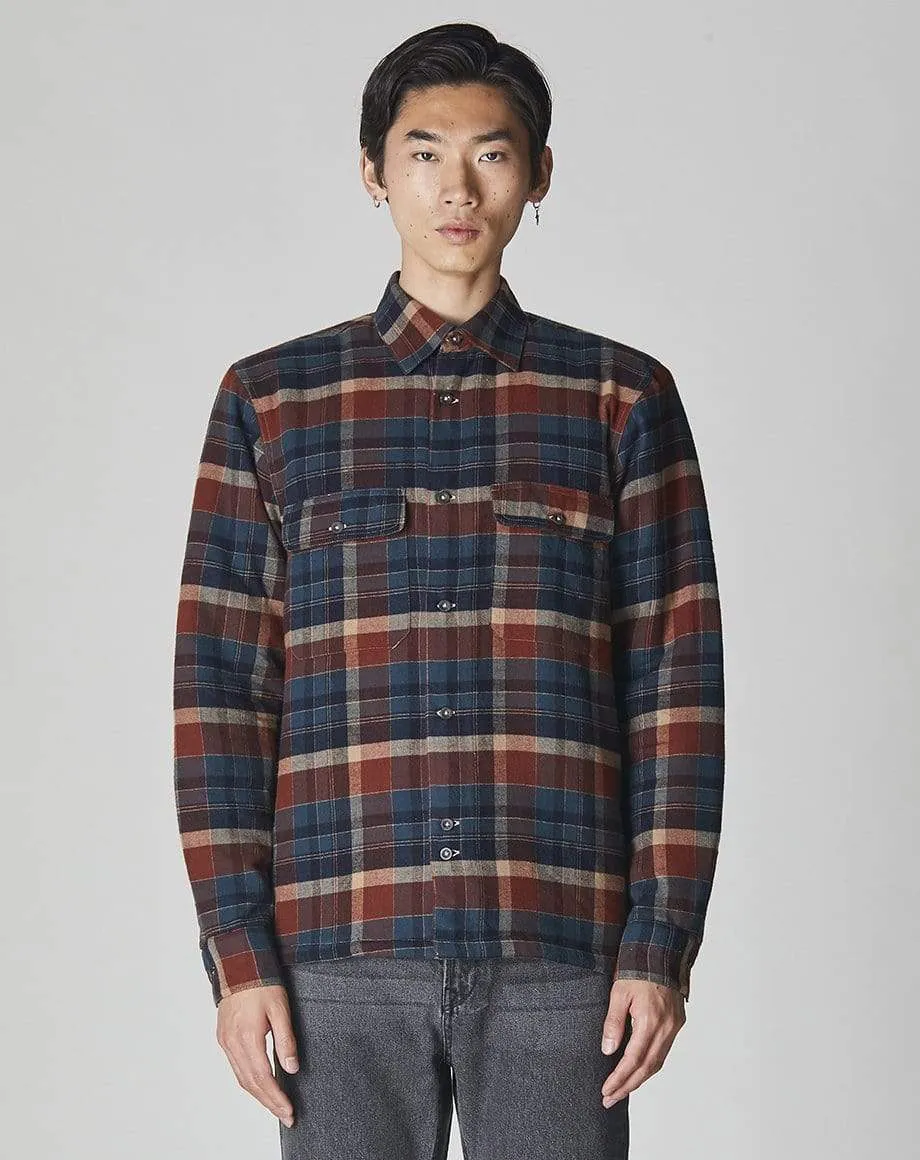 Omaha Padded Check Mens Overshirt | Navy