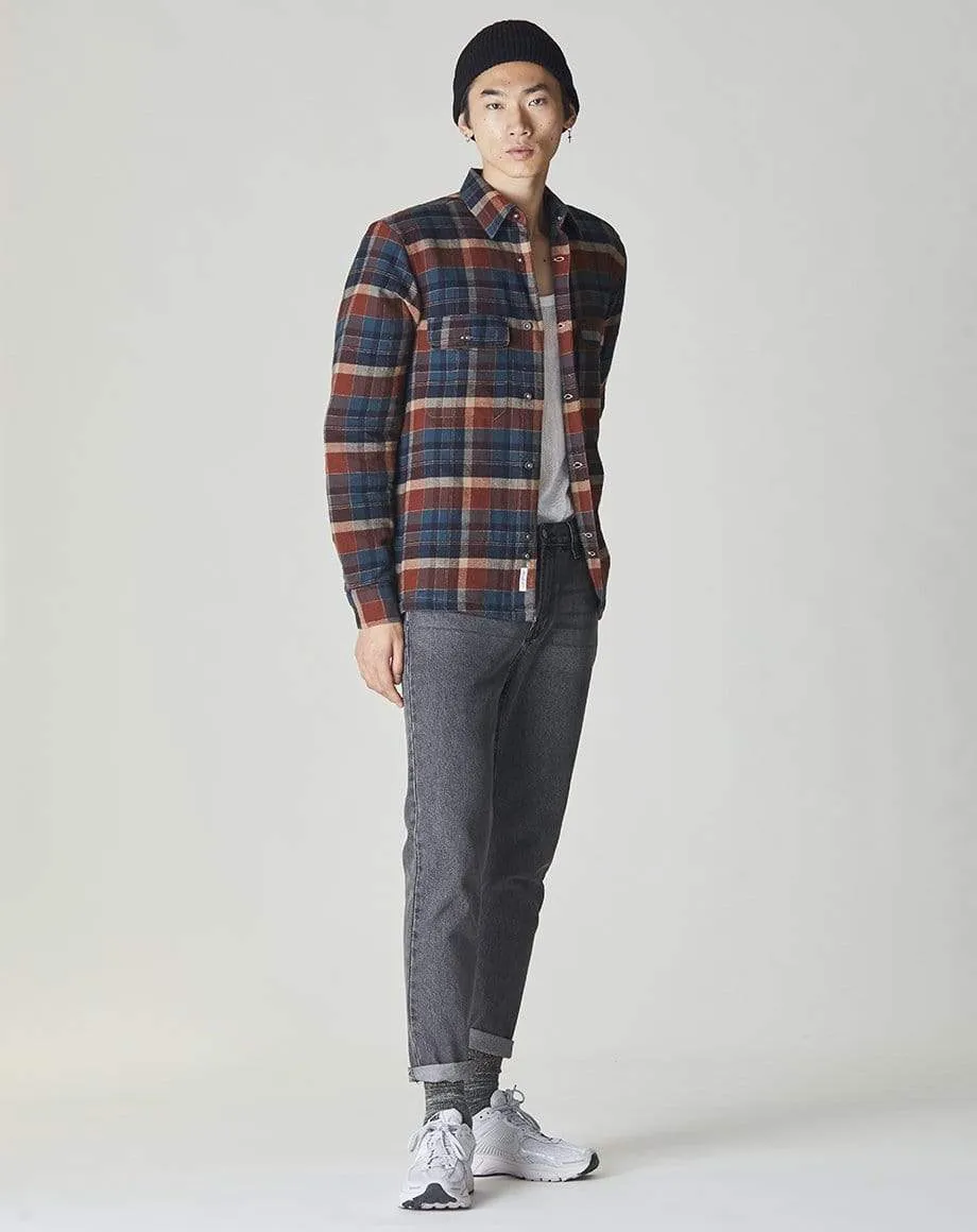 Omaha Padded Check Mens Overshirt | Navy