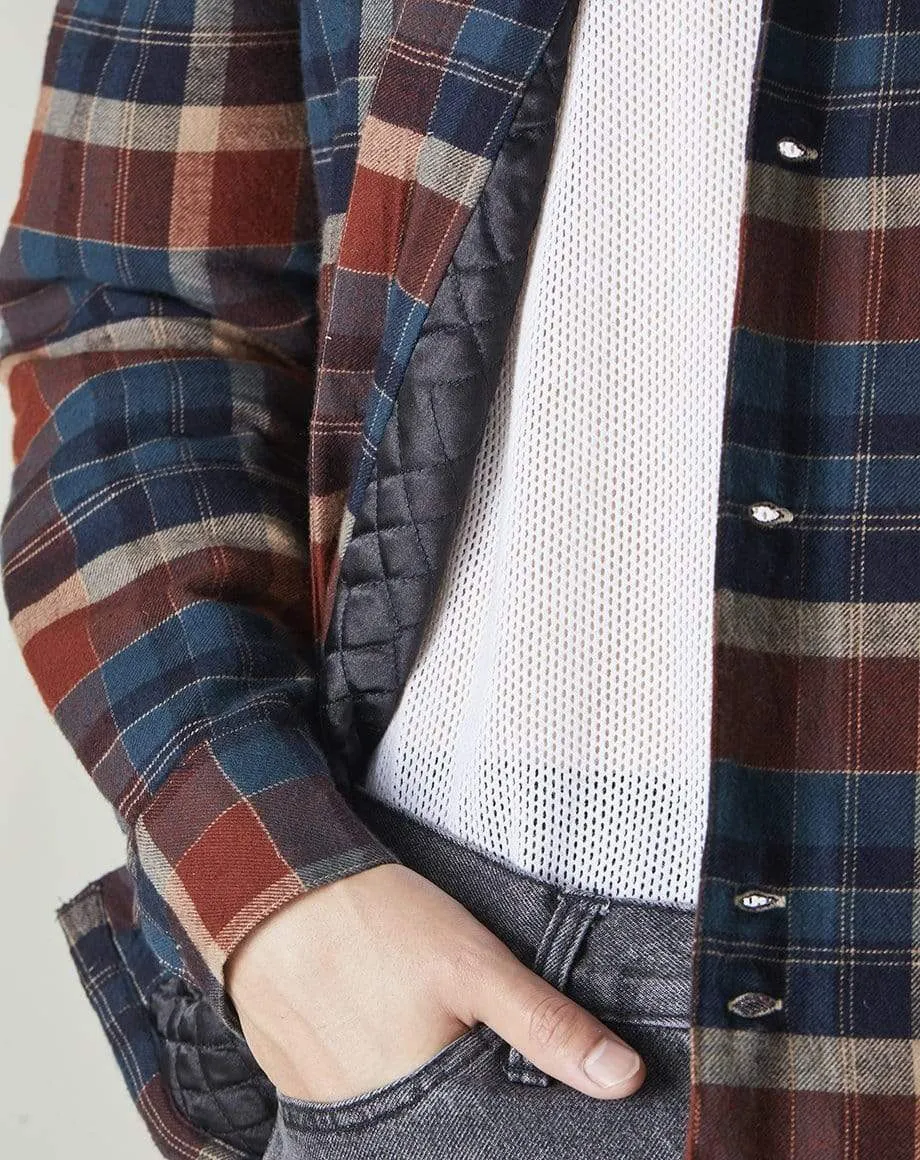 Omaha Padded Check Mens Overshirt | Navy