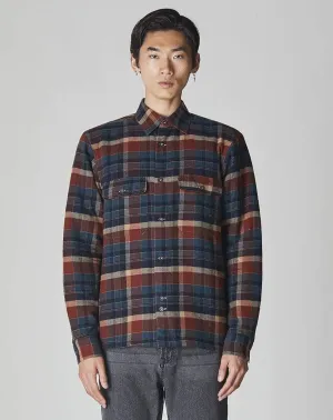 Omaha Padded Check Mens Overshirt | Navy