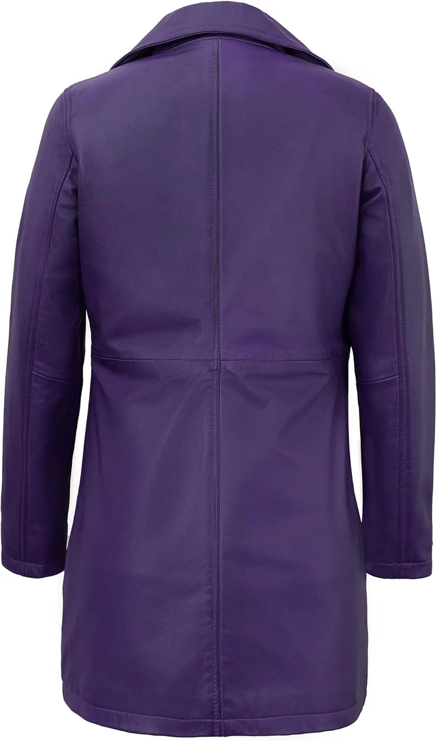 Outerwear Real Lambskin Car Coats For Women - Classic Button Down Vintage Style Long Leather Jacket Womens