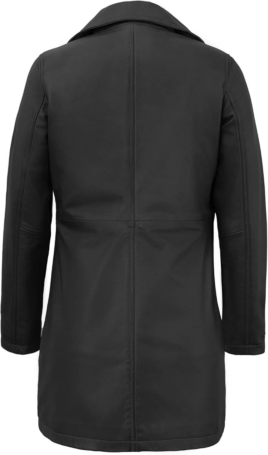 Outerwear Real Lambskin Car Coats For Women - Classic Button Down Vintage Style Long Leather Jacket Womens