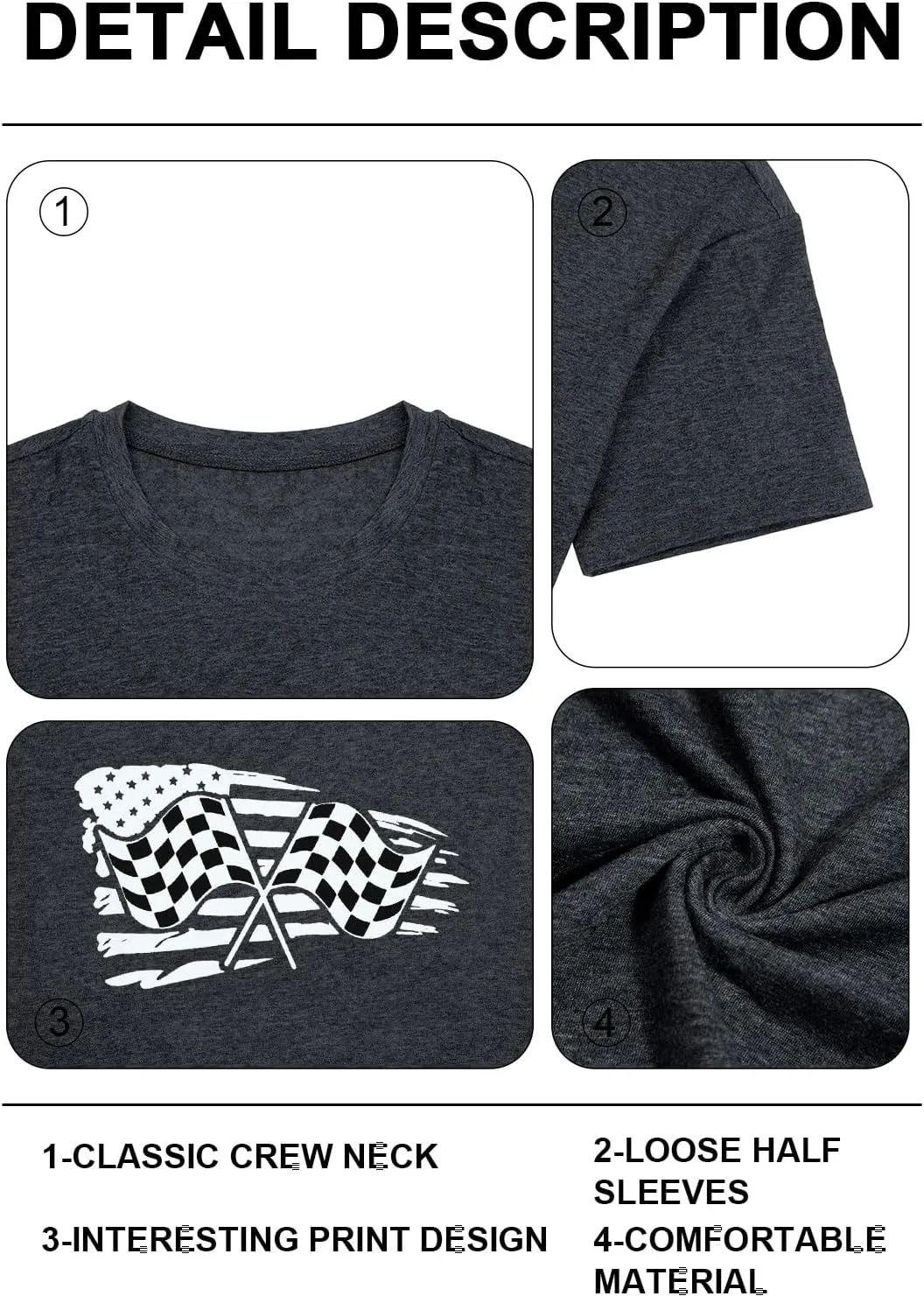 Oversized Racing Shirt Women Start Your Engines Shirts Race Day Checkered Flag Tee Casual Unisex Short Sleeve Tops