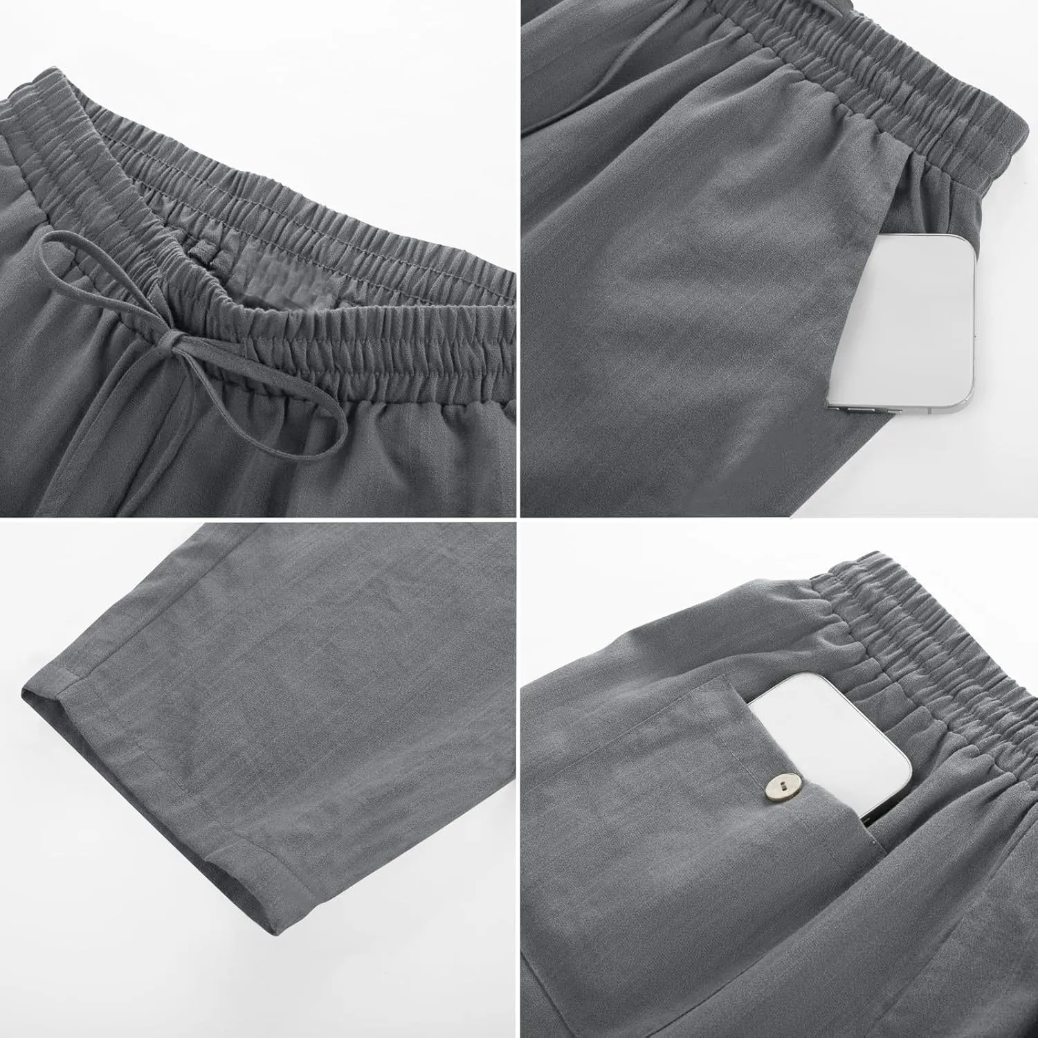 Pants for Women, Linen Peasant Pants Straight Leg Casual Breathable Women Flwoy