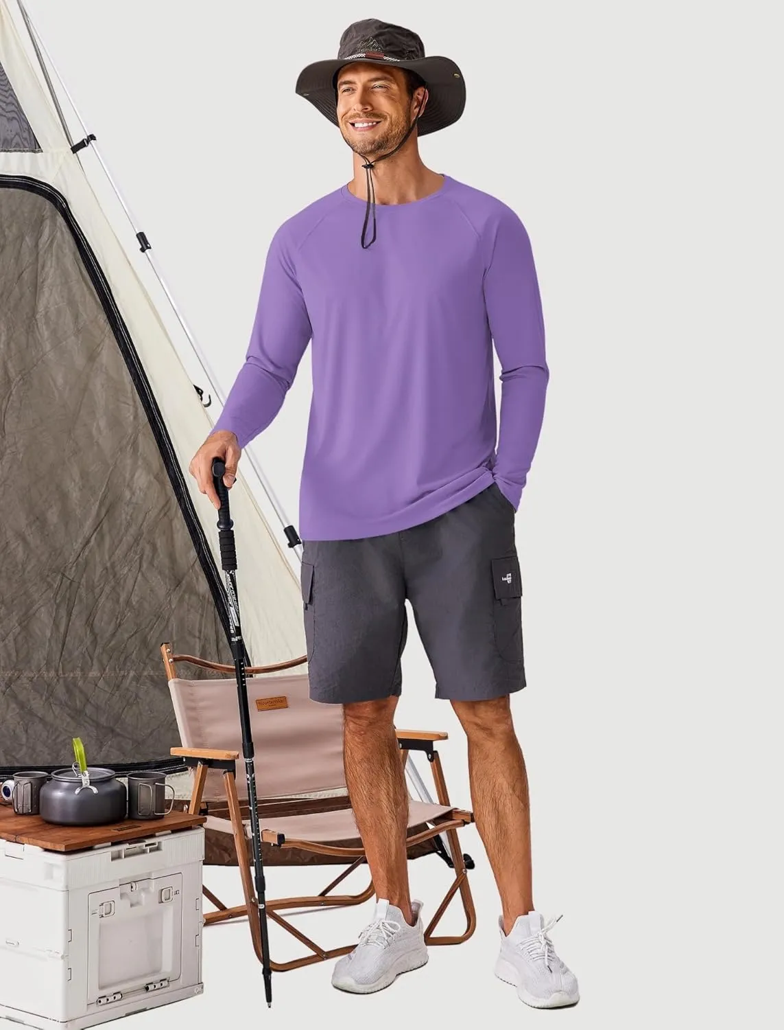 PINSPARK Men's Swim Shirt Quick-Dry Long Sleeve Rash Guard for Men UPF 50  Light Pullover Sun Protection UV Fishing Shirts