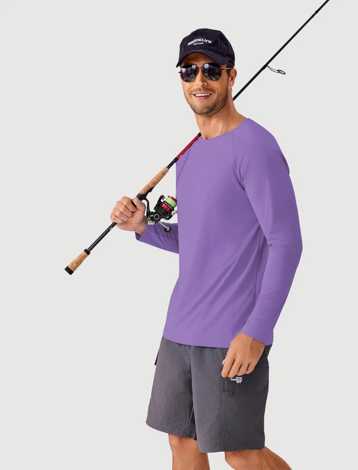 PINSPARK Men's Swim Shirt Quick-Dry Long Sleeve Rash Guard for Men UPF 50  Light Pullover Sun Protection UV Fishing Shirts