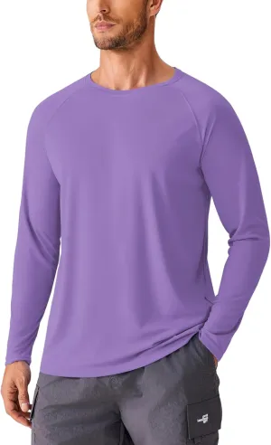 PINSPARK Men's Swim Shirt Quick-Dry Long Sleeve Rash Guard for Men UPF 50  Light Pullover Sun Protection UV Fishing Shirts