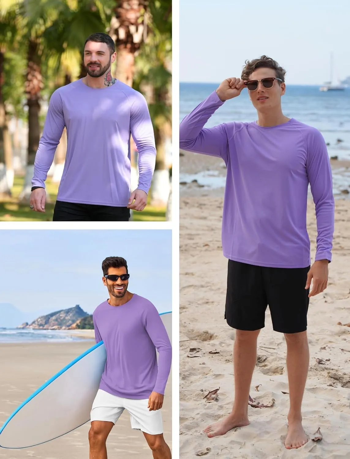 PINSPARK Men's Swim Shirt Quick-Dry Long Sleeve Rash Guard for Men UPF 50  Light Pullover Sun Protection UV Fishing Shirts