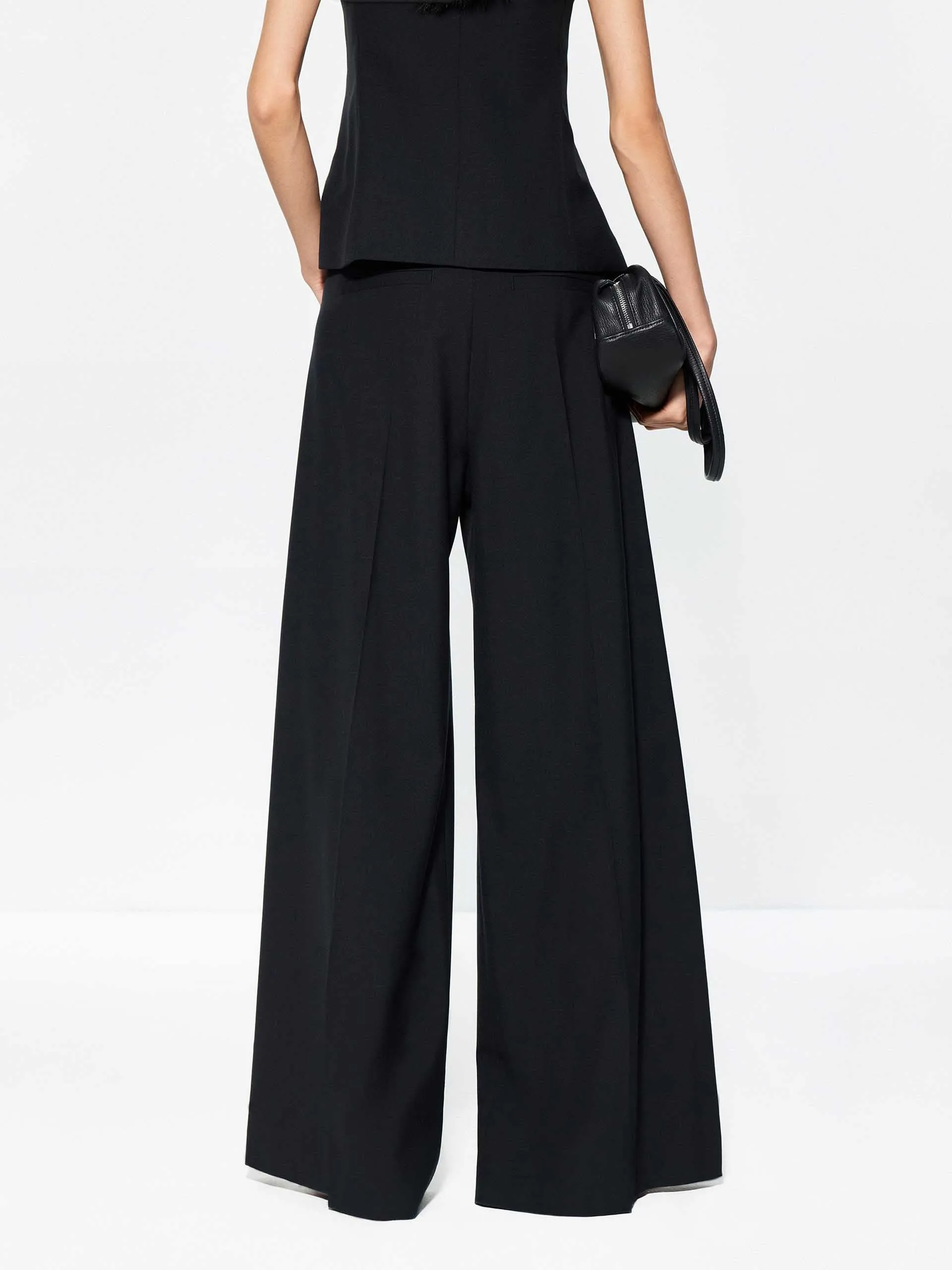 Pleated Detail Wide Leg Pants