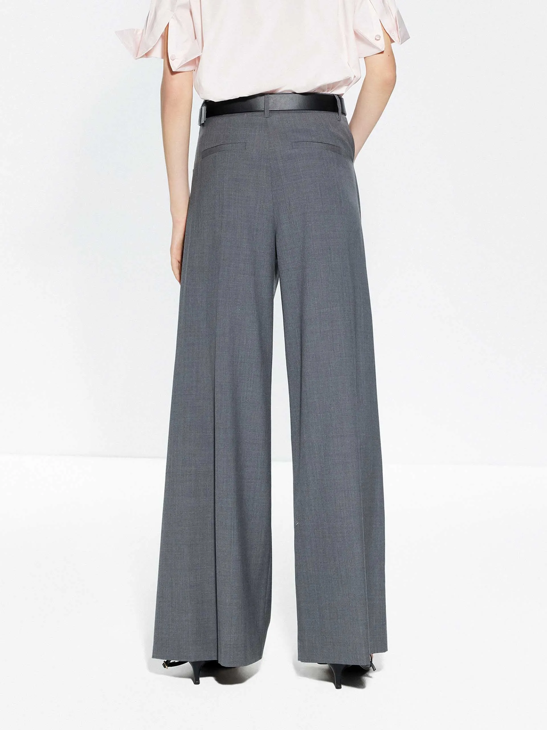 Pleated Detail Wide Leg Pants