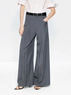 Pleated Detail Wide Leg Pants