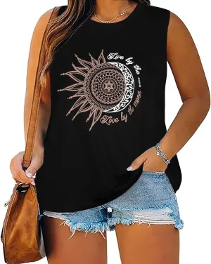 Plus Size Tops for Women Sleeveless Summer Tank Top Loose Fit Casual Tunics Shirts