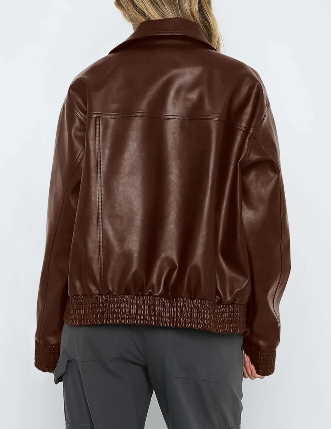 PRETTYGARDEN Women's Faux Leather Jackets 2025 Spring Bomber Jacket Zip Up Motorcycle Coats Long Sleeve Winter Clothes
