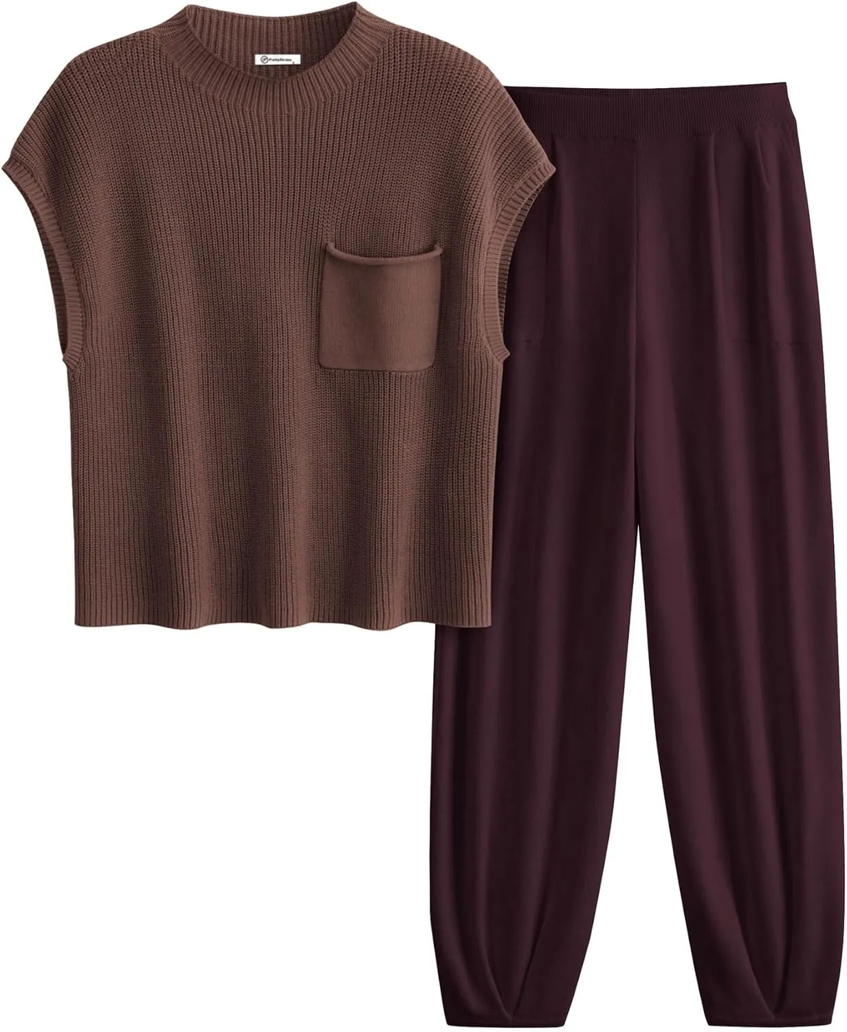 PRETTYGARDEN Womens Two Piece Outfits Sweater Sets Knit Pullover Tops And High Waisted Pants Matching Tracksuit Sweatsuit Set