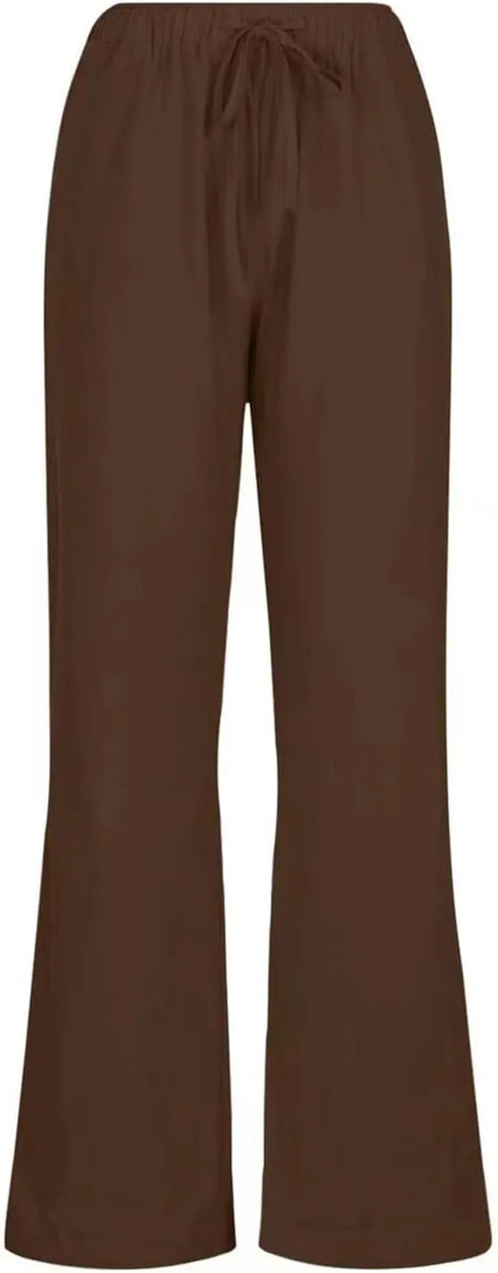 PTOLOCIF Linen Beach Pants Women,Casual Cotton Linen Pants Lightweight Elastic Waist Pant Summer Lounge Drawstring Pants