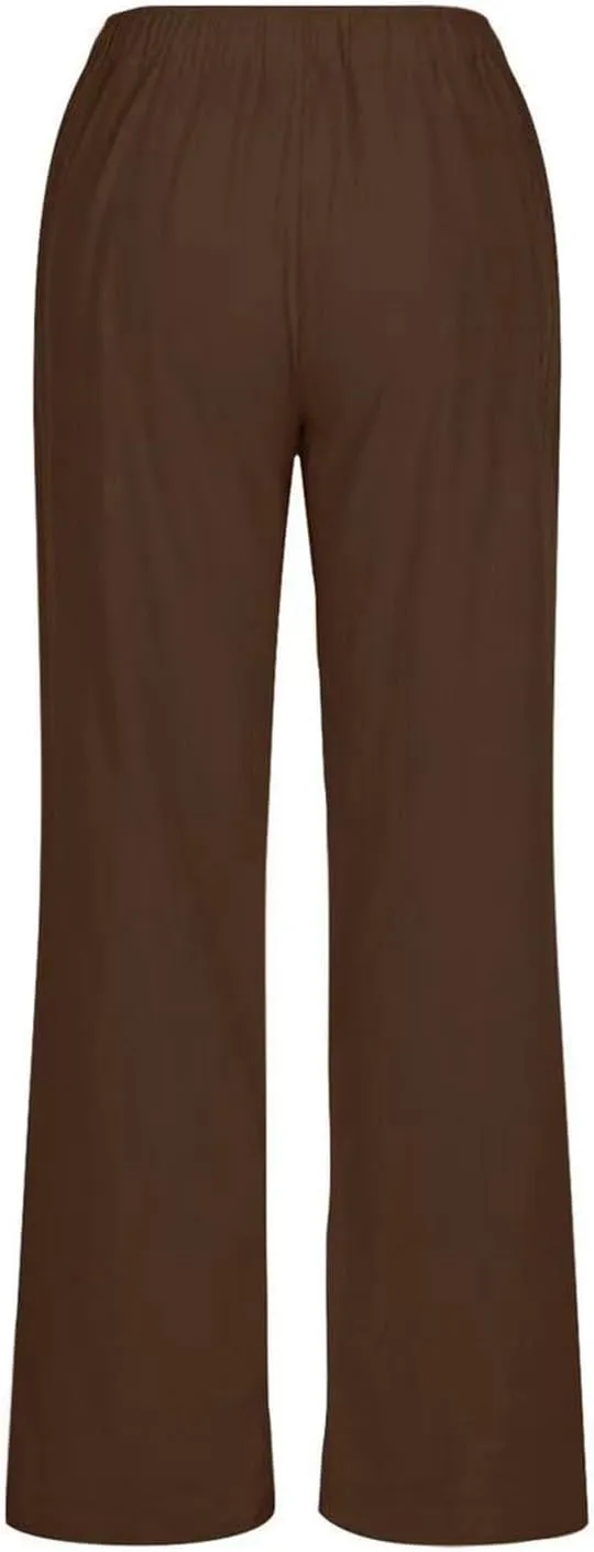 PTOLOCIF Linen Beach Pants Women,Casual Cotton Linen Pants Lightweight Elastic Waist Pant Summer Lounge Drawstring Pants