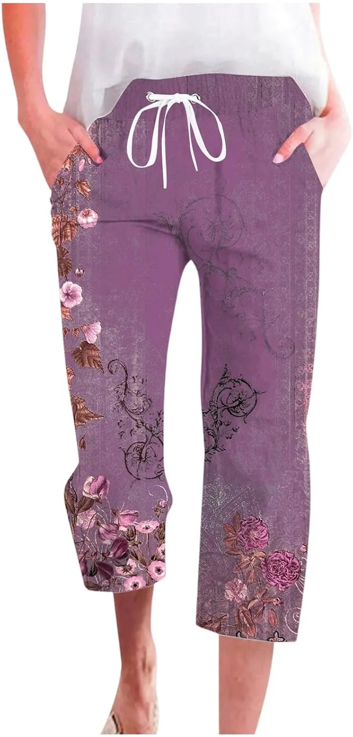 PTOLOCIF Women's Cotton Linen Pants High Waisted Long Palazzo Pants Wide Leg Cotton Linen Lounge Pant Trousers with Pockets