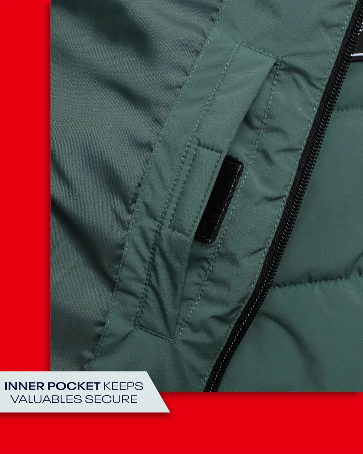 Reebok Men's Puffer Jacket - Comfort Stretch Insulated Puffer Jacket with Hood - Warm Hooded Jackets for Men (S-XXL)