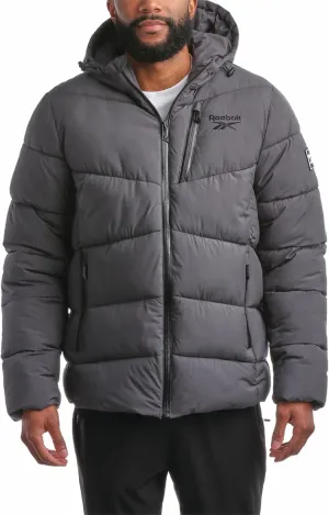 Reebok Men's Puffer Jacket - Comfort Stretch Insulated Puffer Jacket with Hood - Warm Hooded Jackets for Men (S-XXL)