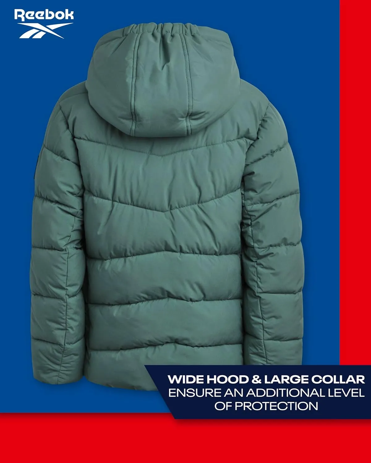 Reebok Men's Puffer Jacket - Comfort Stretch Insulated Puffer Jacket with Hood - Warm Hooded Jackets for Men (S-XXL)