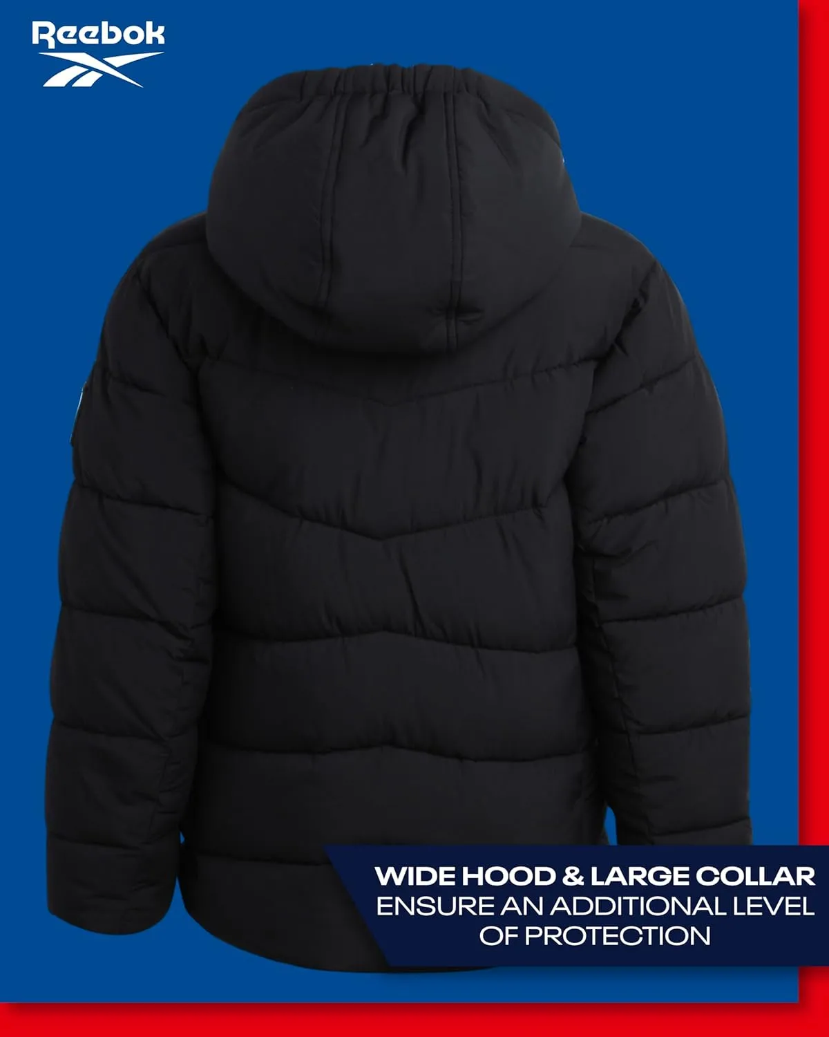 Reebok Men's Puffer Jacket - Comfort Stretch Insulated Puffer Jacket with Hood - Warm Hooded Jackets for Men (S-XXL)