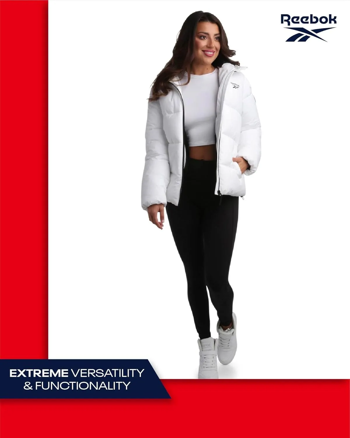 Reebok Women's Puffer Jacket - Comfort Stretch Zip Up Hooded Jacket with Fur Lining - Warm Quilted Jackets for Women (S-XL)