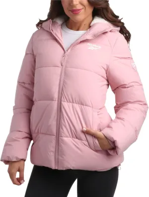 Reebok Women's Puffer Jacket - Comfort Stretch Zip Up Hooded Jacket with Fur Lining - Warm Quilted Jackets for Women (S-XL)