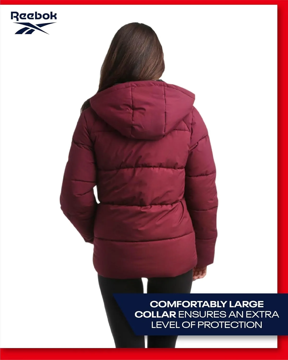 Reebok Women's Puffer Jacket - Comfort Stretch Zip Up Hooded Jacket with Fur Lining - Warm Quilted Jackets for Women (S-XL)