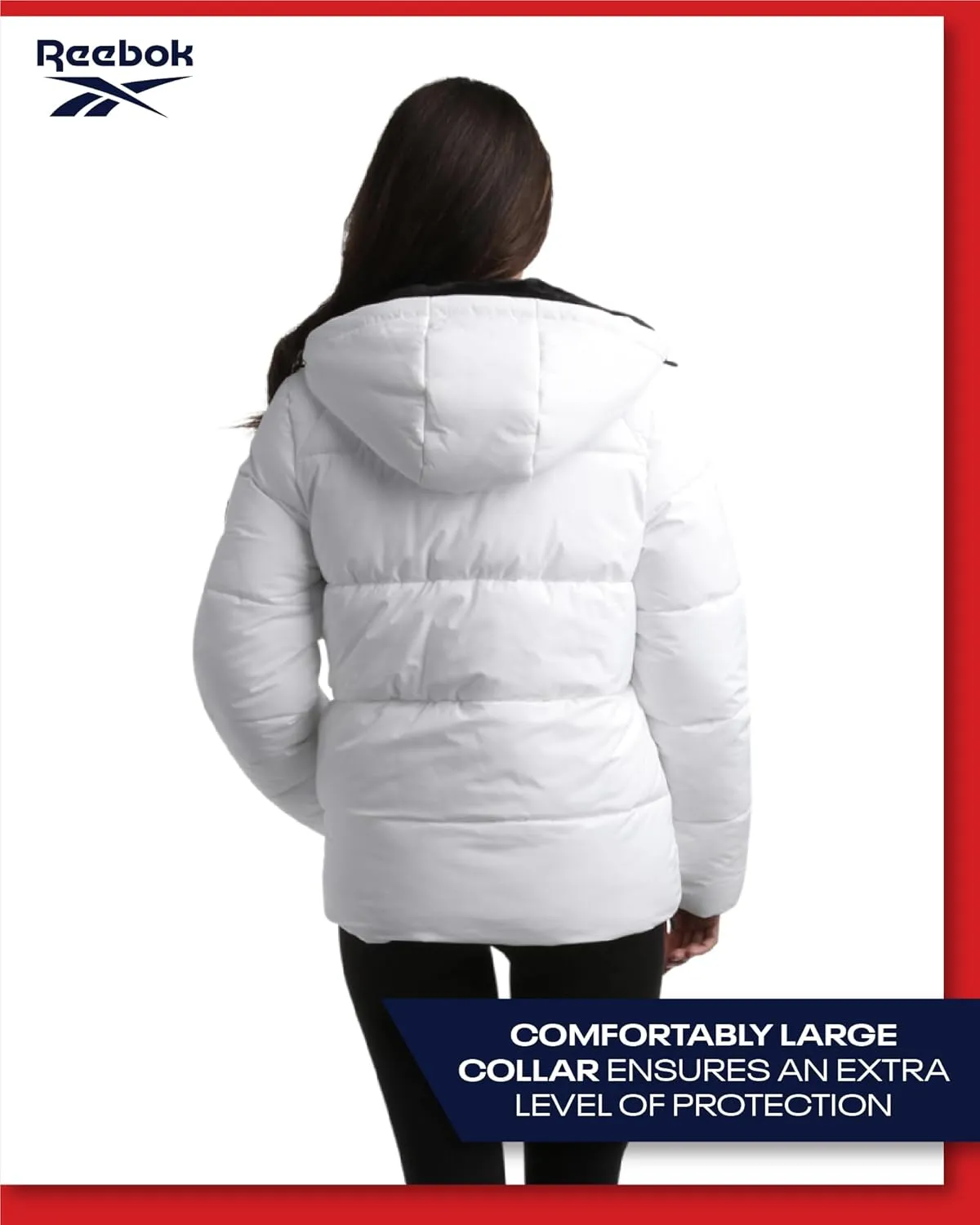 Reebok Women's Puffer Jacket - Comfort Stretch Zip Up Hooded Jacket with Fur Lining - Warm Quilted Jackets for Women (S-XL)
