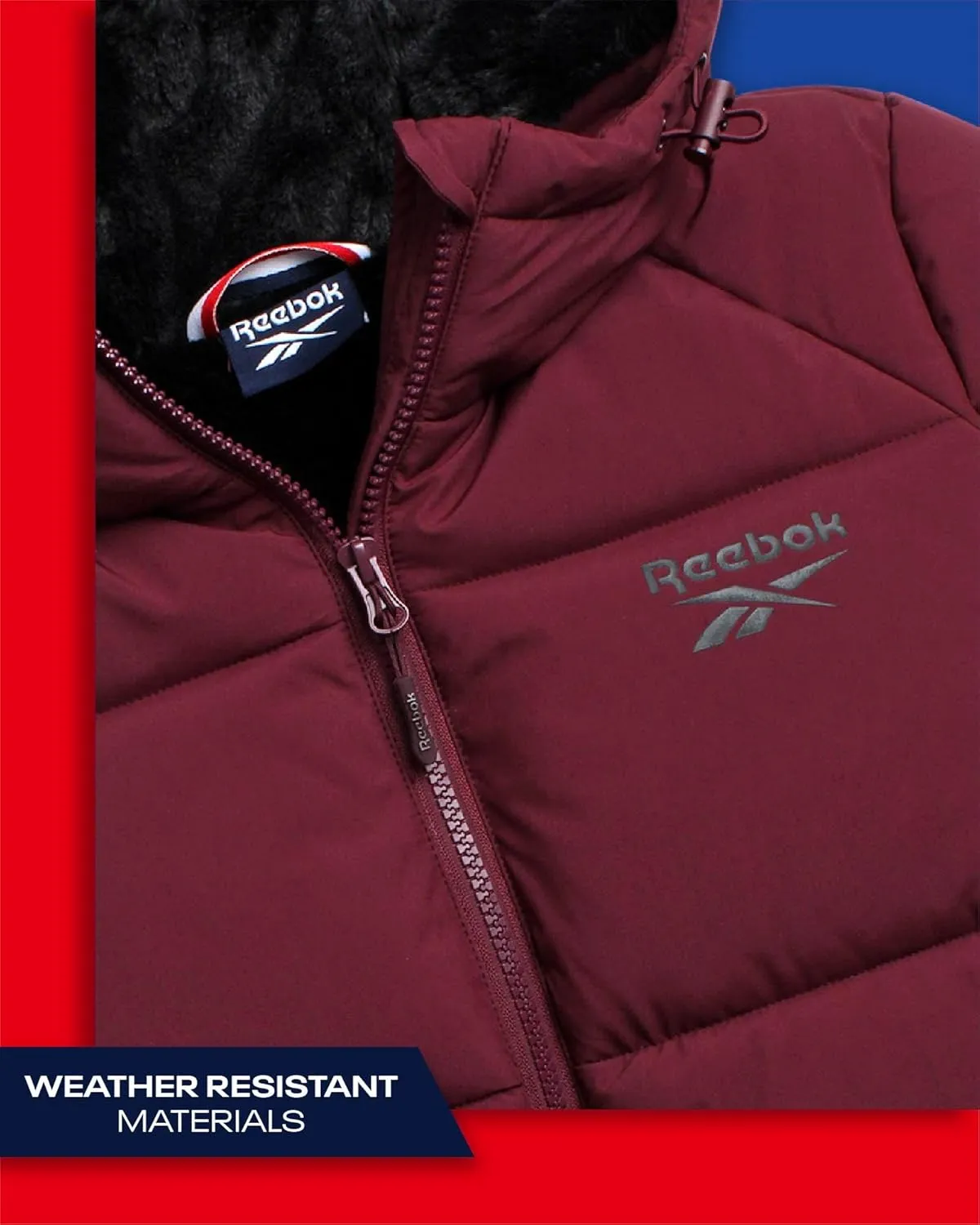 Reebok Women's Puffer Jacket - Comfort Stretch Zip Up Hooded Jacket with Fur Lining - Warm Quilted Jackets for Women (S-XL)