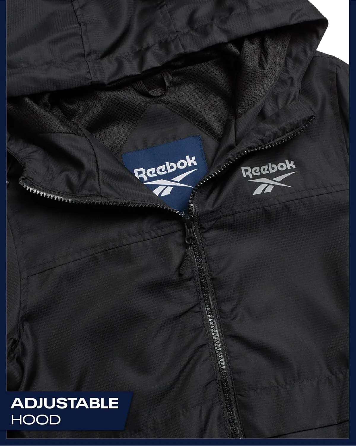 Reebok Womens Windbreaker Jacket - Lightweight Water and Wind Resistant Outdoor Hooded Rain Coat for Running (Sizes: S-XL)