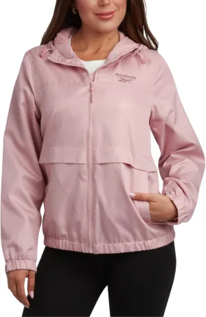 Reebok Womens Windbreaker Jacket - Lightweight Water and Wind Resistant Outdoor Hooded Rain Coat for Running (Sizes: S-XL)