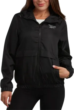 Reebok Womens Windbreaker Jacket - Lightweight Water and Wind Resistant Outdoor Hooded Rain Coat for Running (Sizes: S-XL)