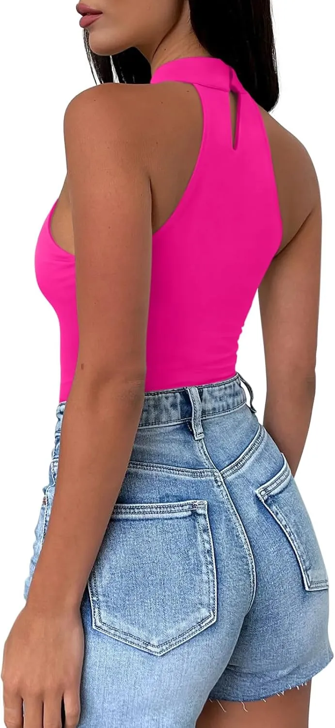 REORIA Women's Sexy Criss Cross Halter Neck Crop Tops Trendy Sleeveless Y2K Nightout Clubwear Going Out Tops