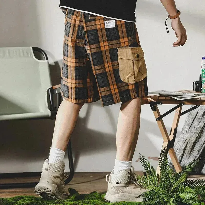 Retro Plaid Cargo Shorts