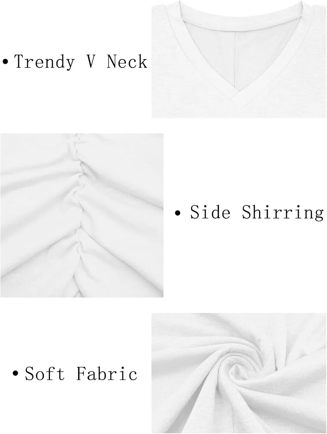 ROSRISS Womens Plus-Size Tops Trendy Oversized V Neck Side Shirring T Shirts Casual Loose Fit Flowy Short Sleeve Tees XL-5XL