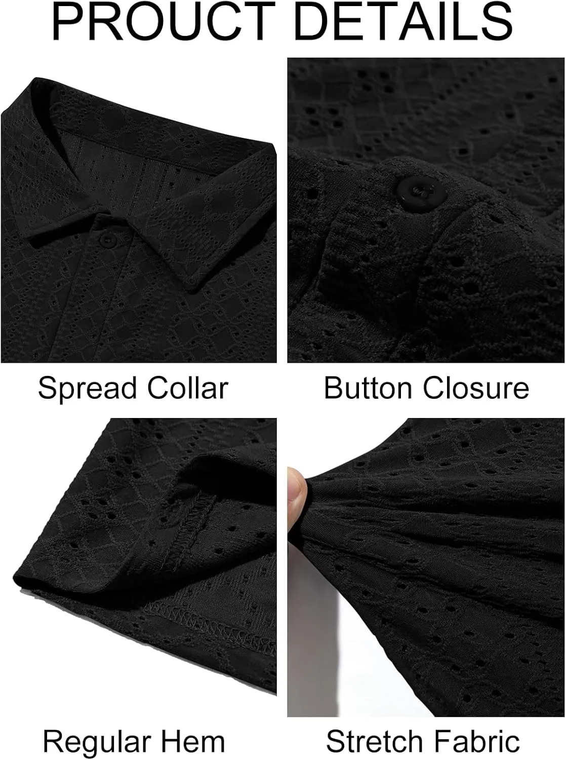 Runcati Mens Casual Button Down Shirt Short Sleeve Summer Beach Hollow Out Tropical Shirts
