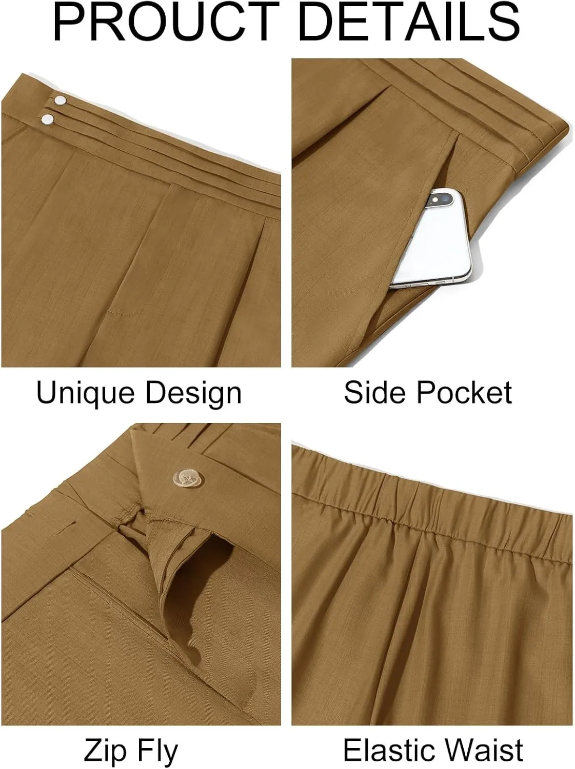 Runcati Mens Dress Pants Pleated Elastic Waist Chinos Trousers Work Suit Pants Slim Fit Slacks