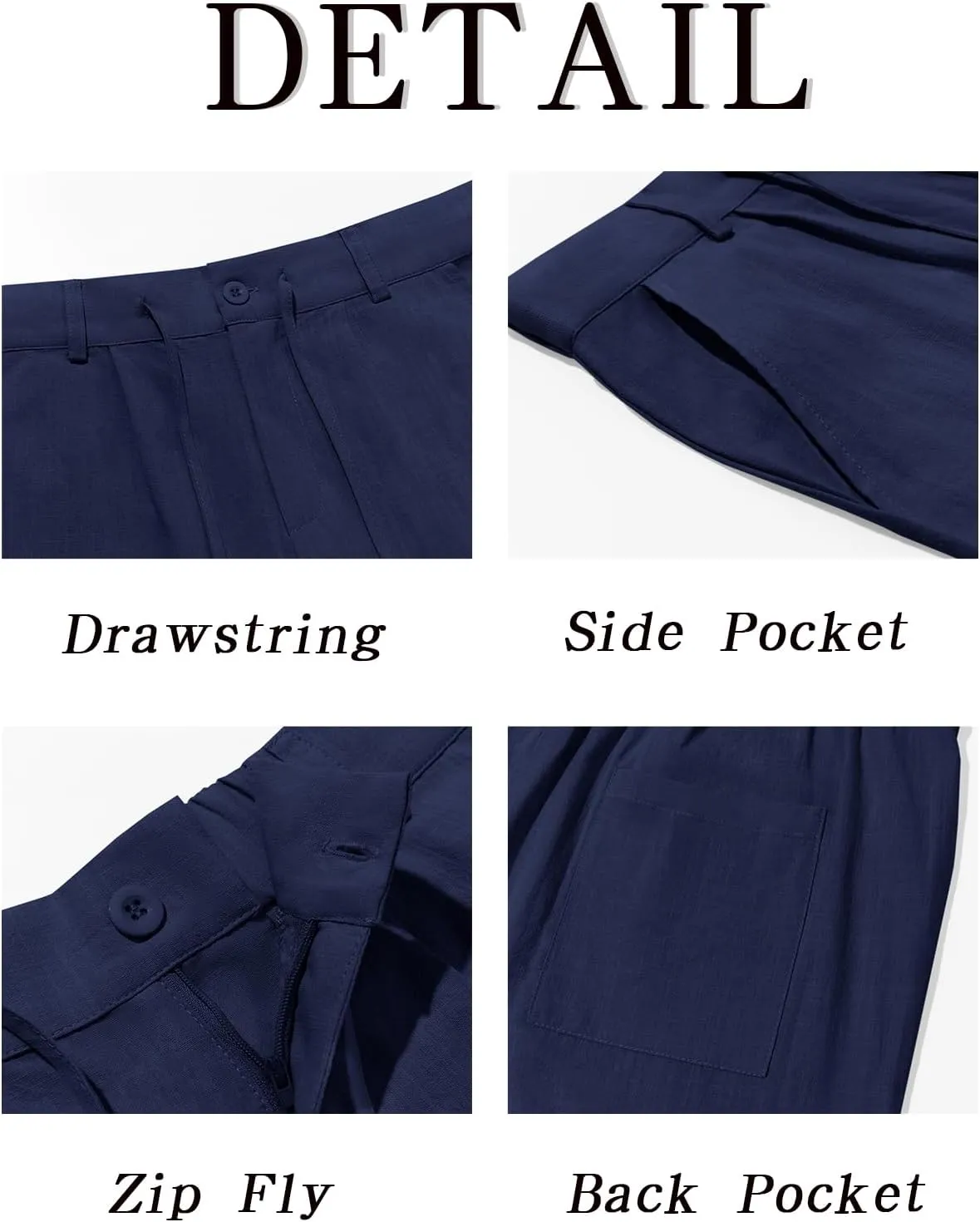 Runcati Mens Linen Cotton Casual Pants Elastic Waist Drawstring Lightweight Pants Loose Fit Summer Beach Yoga Trousers