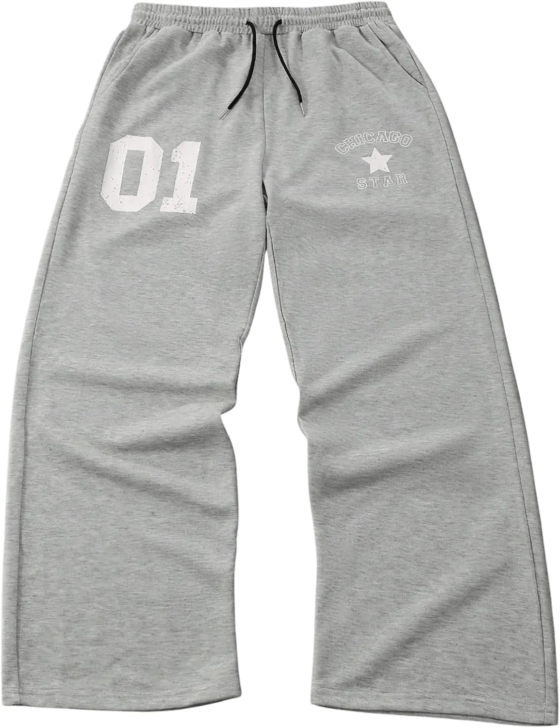 SHENHE Men's Drawstring Wide Leg Baggy Sweatpants Open Bottom Loose Fit Workout Active Pants